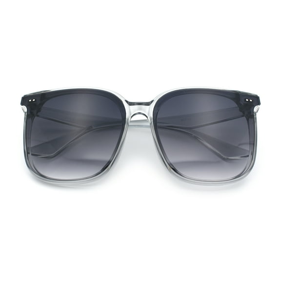 Womens XXL Oversized Inset Lens Large Coverage Horn Rim Plastic Sunglasses Slate - Smoke