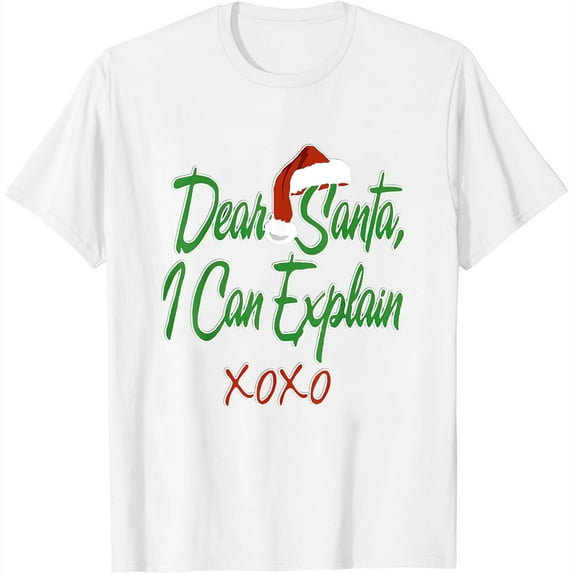 Womens Xmas Clothing Dear Santa I Can Explain T-Shirt White 2X-Large