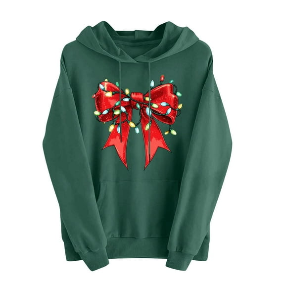 Womens Xmas Hoodies Sweatshirt Christmas Graphtic Blouses Tops Long Sleeve Pullover Sweater Blouses Holiday Party Casual Tops Comfy Fall Fashion Outfits Winter Clothes 2026