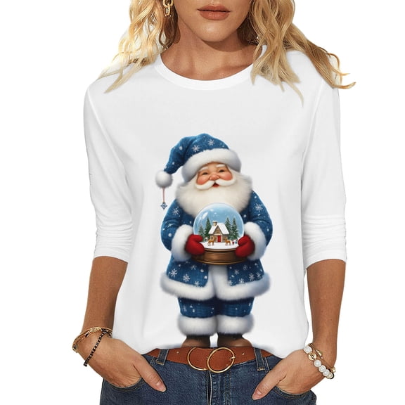 Womens Xmas Sweatshirts Crew Neck Blouses Tops Long Sleeve Christmas Tree Print Shirts Merry Christmas Clothes Trendy 2026 Clothe