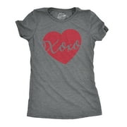 Womens Xoxo Script Heart Cute Valentines Day Graphic Tee for Ladies Funny Saying Womens Graphic Tees