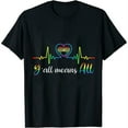 thumbnail image 1 of Womens Y'All Means All - Heart Beat Pulse LGBTQ Community Rainbow T-Shirt Black 2XL, 1 of 3