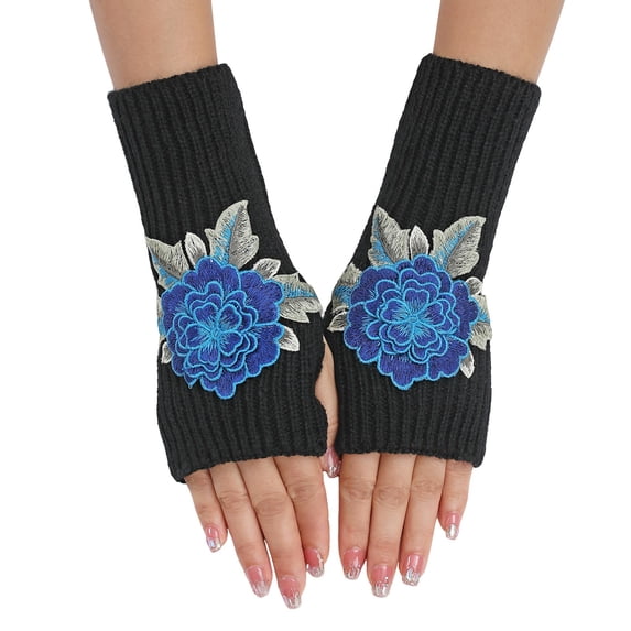 Womens Y2K Arm Warmers Soft Warm Fingerless Gloves Solid Color Winter Accessories