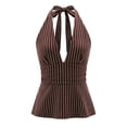 thumbnail image 1 of Womens Y2K Halter Tie Back Open Back Tank Top Slim Fit Cinched Waist Sleeveless Cami Summer Ruched Tummy Control Vest, 1 of 4