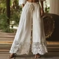 thumbnail image 1 of Womens Y2K Lace Trim Hem Long Bloomers Elastic Mid Rise Ruffle Pantaloons Cropped Flared Slips Pants White XL, 1 of 4