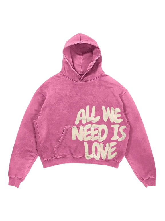 Womens Y2K Letter Print Hoodie Full Zip Harajuku Punk Streetwear Long Sleeve Activewear Sweatshirt Pink