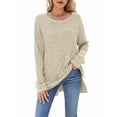 thumbnail image 1 of Womens Y2K Split Side Knit Sweater Crewneck Long Sleeve Pullover Solid Knit Side Slit Blouse Tunics  XXL, 1 of 8