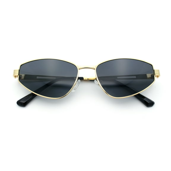 Womens Y2K Styling Metal Rim Cat Eye Retro Sunglasses Gold - Black