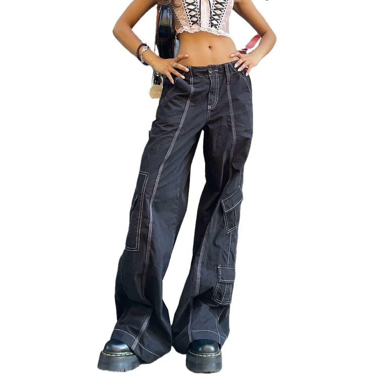 Women Wide-leg Cargo Pants Summer high-waisted y2k baggy Jeans