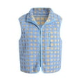 thumbnail image 1 of Womens Y2k Checkered Sherpa Vest Sleeveless Winter Fleece Jacket High Neck Zip Up Plaid Gilet with Chest Pocket, 1 of 7