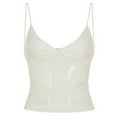thumbnail image 1 of Womens Y2k Lace Tank Tops Going Out Crop Tops Spaghetti Strap Mesh See Through Camisole Summer Casual Tops White L, 1 of 8