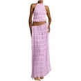 thumbnail image 1 of Womens Y2k Skirt Set Backless Lace Halter Crop Top and Long Skirt Sets Beach Cocktail Club Dress Fashion Outfit, 1 of 7