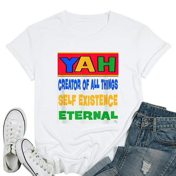 Womens Yah Creator Eternal Hebrew Roots Israelite Messianic T-Shirt White 3X-Large