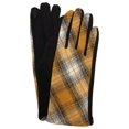 thumbnail image 1 of Womens Yellow & Black Plaid Stretch Fit Text & Tech Touchscreen Driving Gloves, 1 of 2