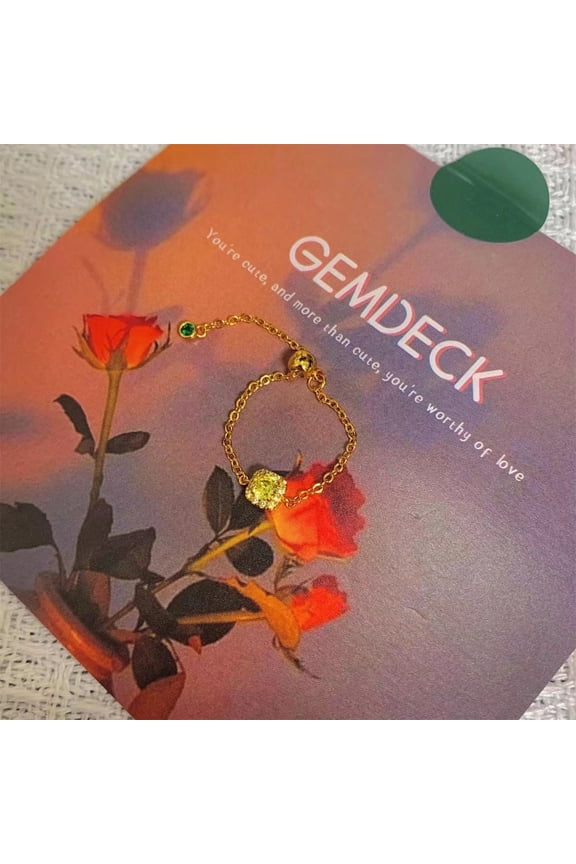 Womens Yellow Diamond Small Chain Ring Elegant Jewelry