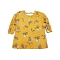 thumbnail image 1 of Womens Yellow Orange Floral Soft Ruched Sleeve T-Shirt Tee Shirt Top L, 1 of 2