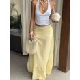 thumbnail image 1 of Womens Yellow Striped Maxi Skirt With Ruffle Hem Casual Flowing Skirt, 1 of 5