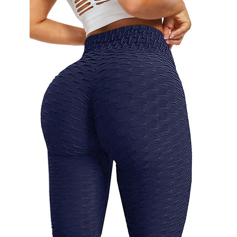 #*Textured Blue Butt Lifting Anti Cellulite Leggings (Size Large)