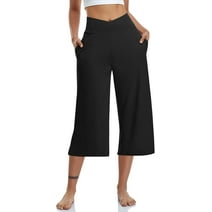 absuyy Summer Capri Pants for Women Solid Color Slim Skinny High ...