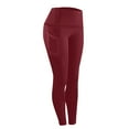 thumbnail image 1 of Womens Yoga Leggings Elastic High Waist Workout Pants Stretchy Running Athletic Solid Color Legging with Pockets, 1 of 5