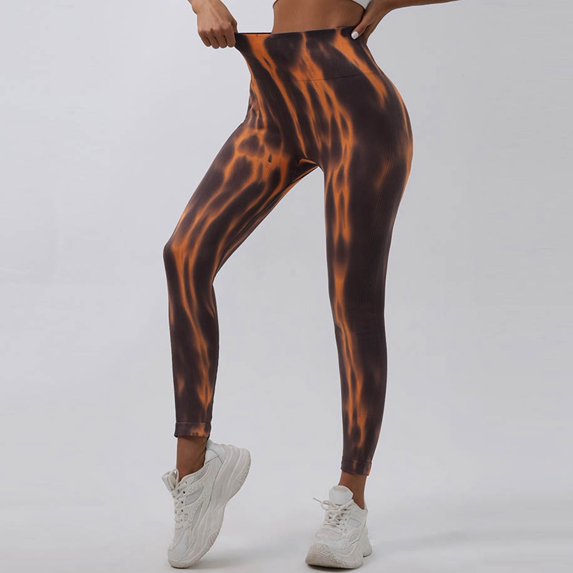 Womens Yoga Leggings Tie Dye Scrunch Elastic Sports Tights Lifting Workout Cycling High Waisted Soft Pants for Gym