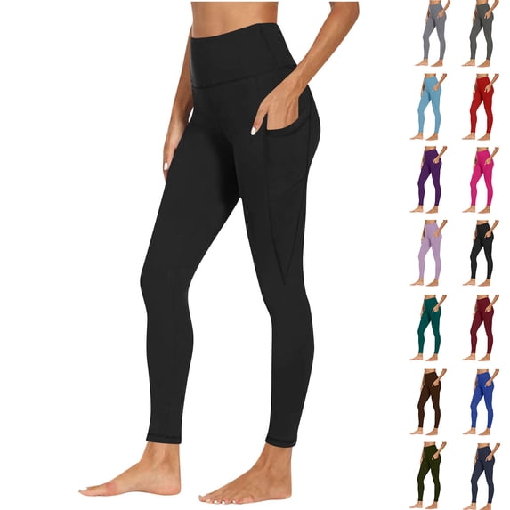 Womens' Yoga Pants Elastic Waist Plus Size Fashion Workout Out Pocket Leggings Fitness Sports Running Yoga Athletic Pants