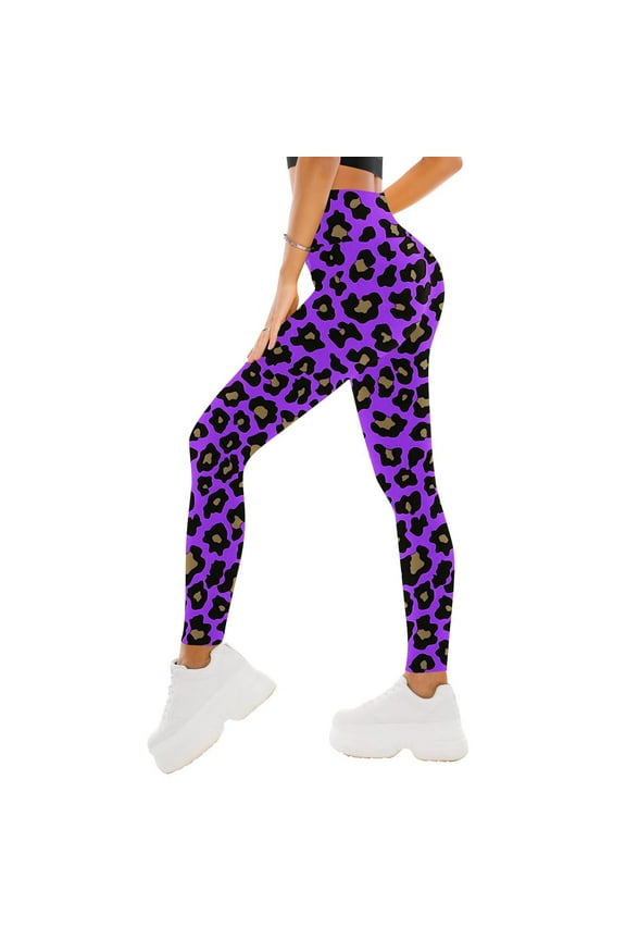 Womens Yoga Pants Fashion Leopard High Waist Trousers Sports Women's Lightweight Full Length Pants Running Leggings