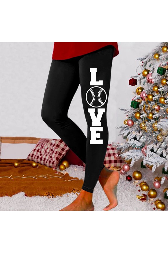 Womens Yoga Pants High Waist Baseball Letter 3D Printed Yoga Pants Autumn Winter Elastic Peach Lift Fitness Trousers Womens Leggings