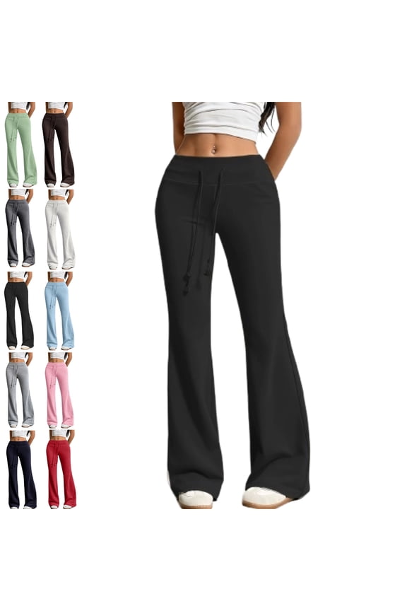 Womens Yoga Pants High Waist Flare Leggings Wide Straight Leg Sports Flared Trousers with Pocket Pilates Fitness Yoga Pants for Women Black S