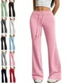 thumbnail image 1 of Womens Yoga Pants High Waist Flare Leggings Wide Straight Leg Sports Flared Trousers with Pocket Pilates Fitness Yoga Pants for Women Pink M, 1 of 8