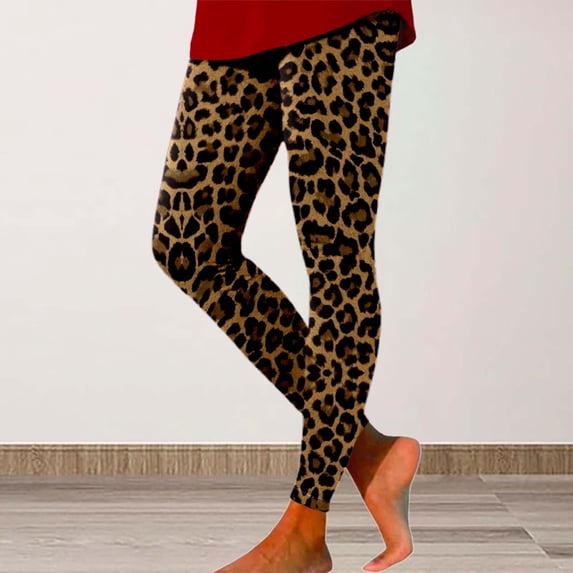 Womens Yoga Pants High Waist Leopard Printed Yoga Pants Compression Elastic Peach Lift Home Trousers Womens Leggings