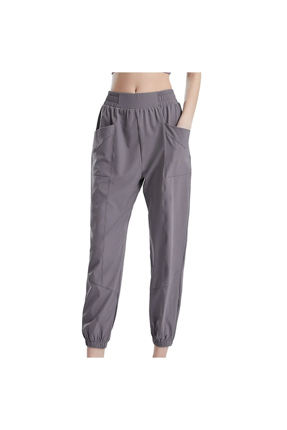 Womens Yoga Pants Plus Size Pocket Pants Loose Speed Dry Thin Mid-waist Casual Fitness Pants Bundle Feet Running Pants
