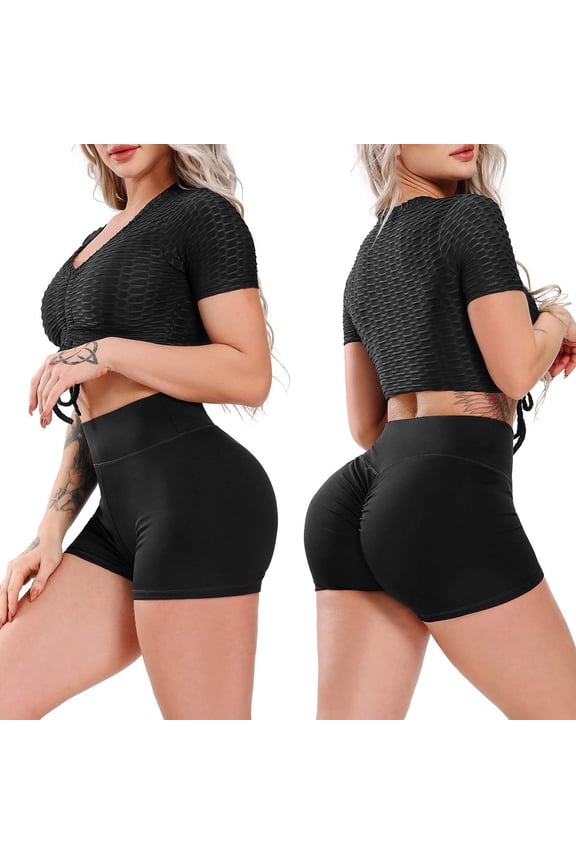 Womens Yoga Pants Ruched Lifting Gym High Waisted Booty Workout Running Twerking Daisy Dukes Shorts Yoga Pants for Women