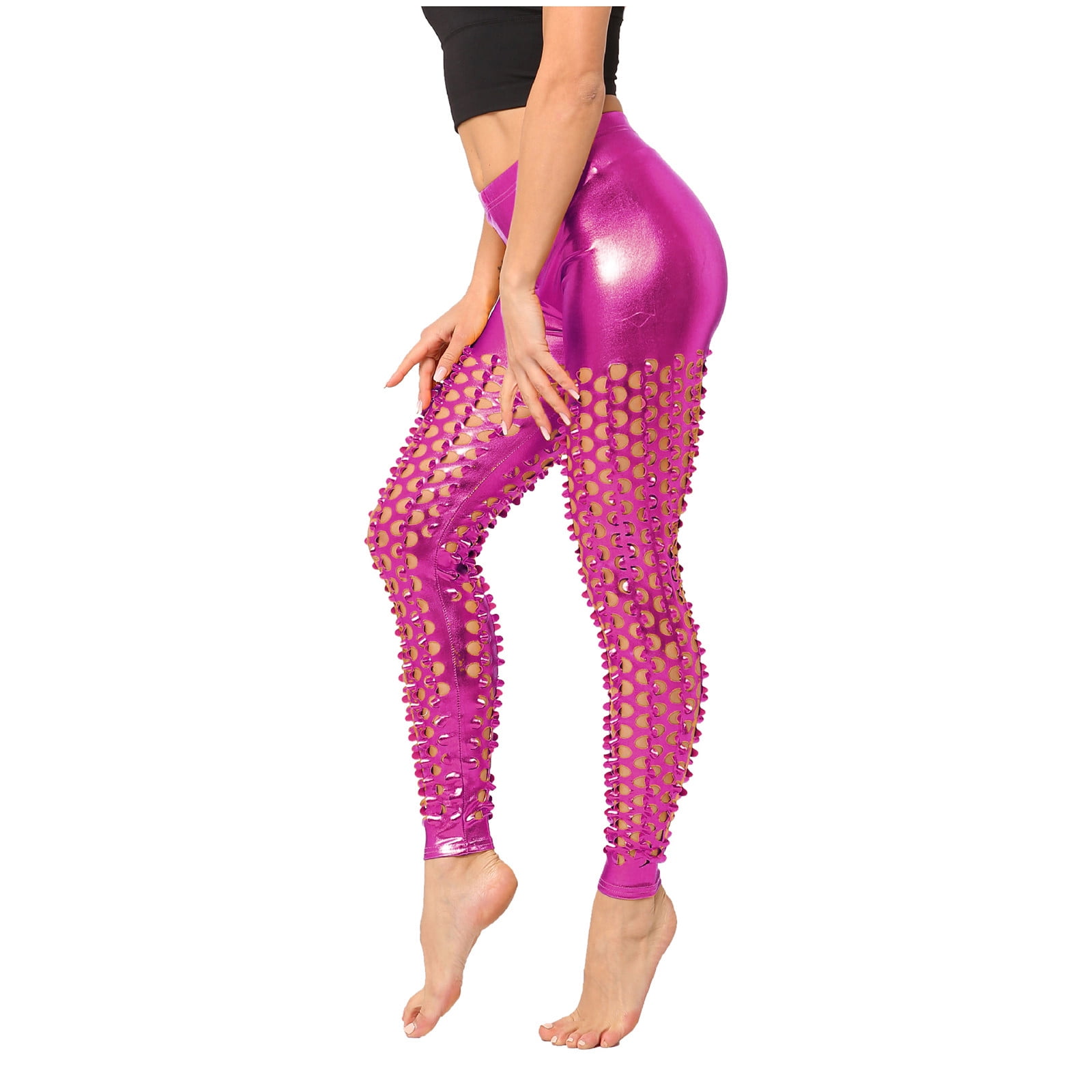 Womens Yoga Pants Shiny Sequin Casual Leggings Workout Clothes for