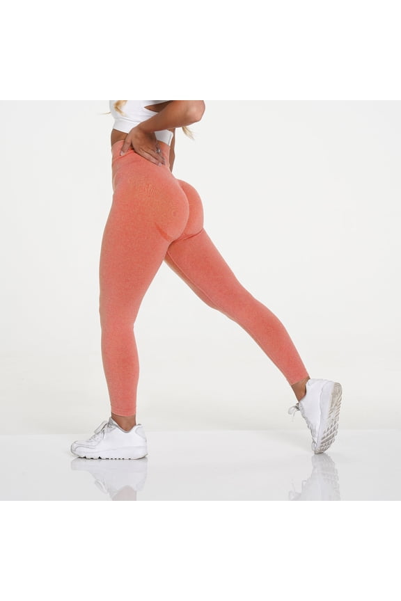 Womens Yoga Pants Solid Color Elastic Lightweight Velvet Leggings Cozy Soft Casual Tights Tummy Control Running Trousers Orange S