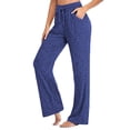 thumbnail image 1 of Womens Yoga Pants Wide Leg Lounge Pants with Pockets Drawstring Loose Long Workout Trousers, 1 of 3