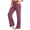 thumbnail image 1 of Womens Yoga Pants Wide Leg Lounge Pants with Pockets Drawstring Loose Long Workout Trousers, 1 of 3