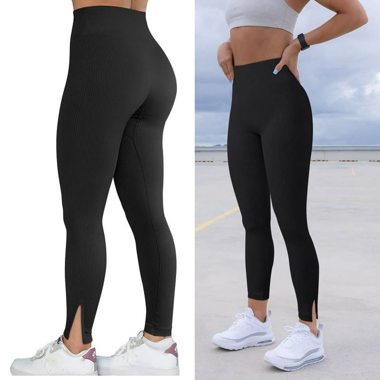 Womens Yoga Pants With Split High Waist 4 Way Stretch High Waisted Yoga Leggings For Women