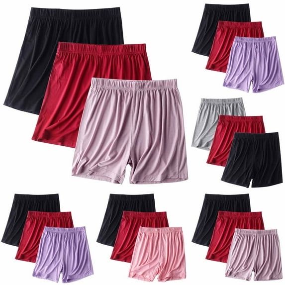 Womens Yoga Shorts 3PC Women's Summer Color Elastic Waist Leisure Thin Shorts Home Pants Sports Outerwear,Gray 2 M