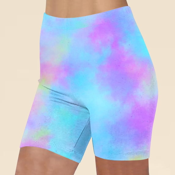 Womens Yoga Shorts Gradient Printed Short for Women High Rise Elastic Waisted Summer Workout Gym Stretchy Leggings