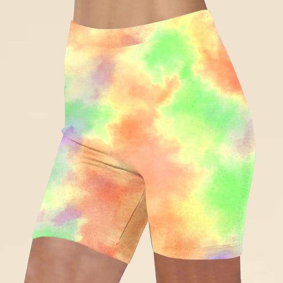 Womens Yoga Shorts Gradient Printed Short for Women High Rise Elastic Waisted Summer Workout Gym Stretchy Leggings