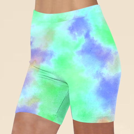 Womens Yoga Shorts Gradient Printed Short for Women High Rise Elastic Waisted Summer Workout Gym Stretchy Leggings