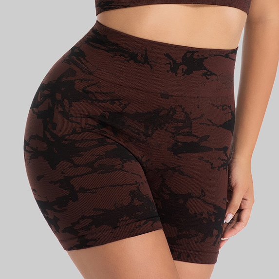 Womens Yoga Shorts High Waist Lifting Tummy Control Stretchy Slim Fit Solid Print Gym Shorts for Workout Wear Coffee S