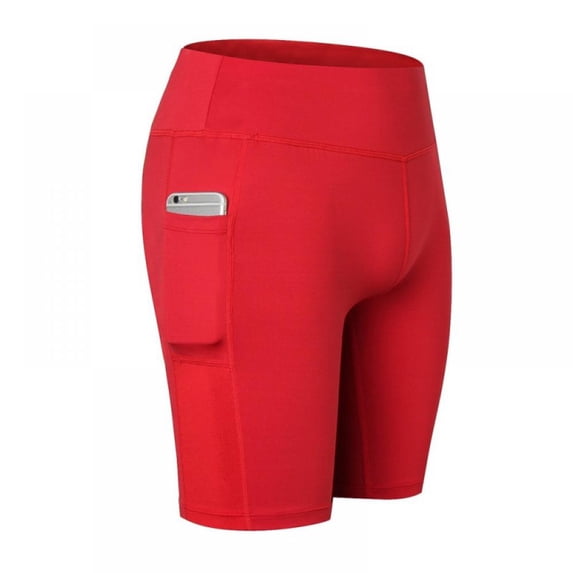 Womens Yoga Shorts High Waist Tummy Control Fitness Workout Shorts With Pockets