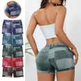 thumbnail image 1 of Womens Yoga Shorts Seamless Butt Lifting Leggings Imitation Denim Print Breathable Comfy Booty Pants,Sizes S-2XL, 1 of 9