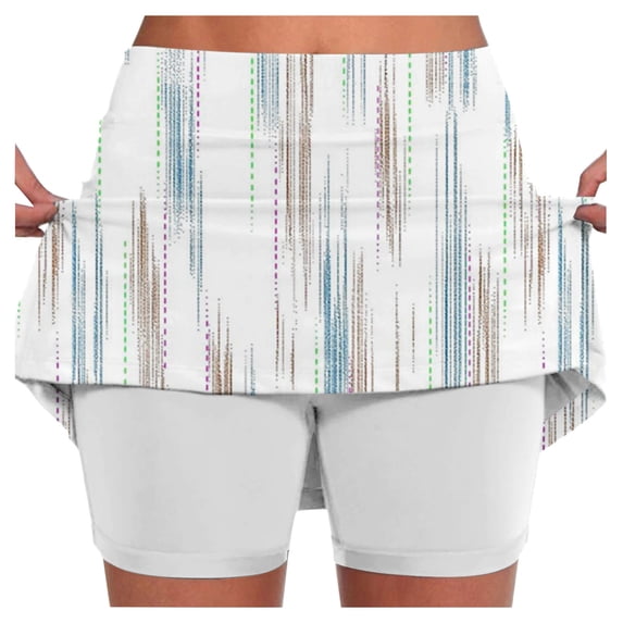 Womens Yoga Shorts Stretchy Stylish Print Lightweight Gym Shorts Pocket Mid Waist Slim Fit for Athletic Wear White L