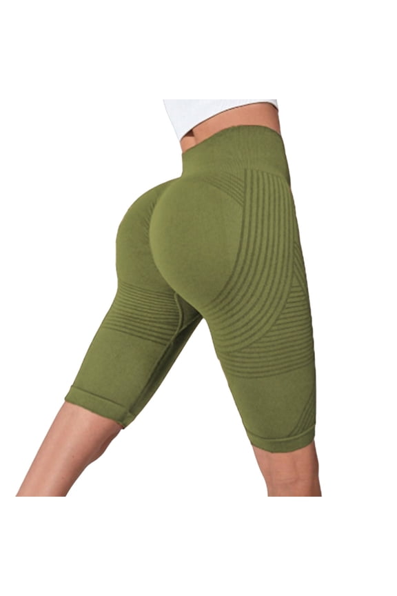 Womens Yoga Shorts Textured Compress Hip Lifting Athletic Shorts for Women Green S