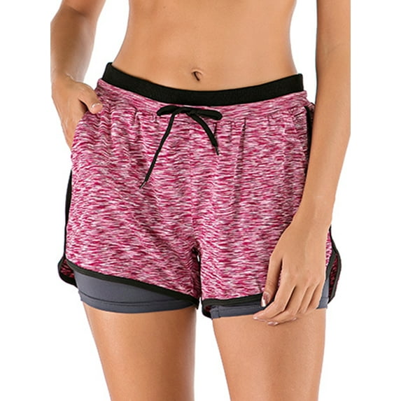 Womens Yoga Shorts Workout Active Running Shorts 2-in-1 Sports Shorts Yoga Gym Athletic with Pockets