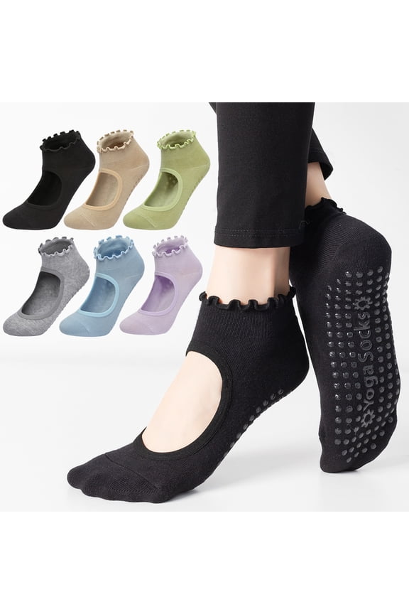 Womens Yoga Socks Backless Pilates Studio Floor Footwear, Durable Non-Slip Athletic Wear For Indoor Dance Barre And Exercise