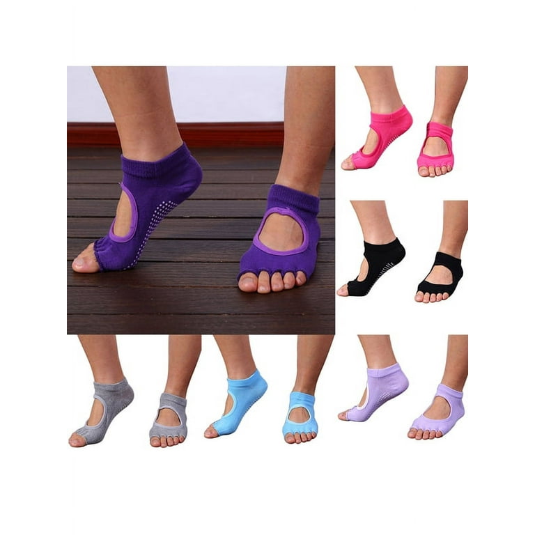 Womens Yoga Socks, Coxeer 6 Pair Multicolor Non Slip Yoga Sock